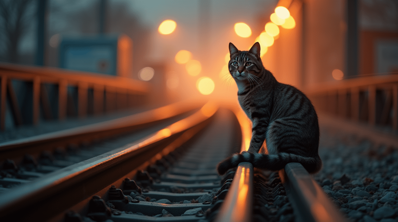 Metrobestuurder treft kat op rails die weigert opzij te gaan