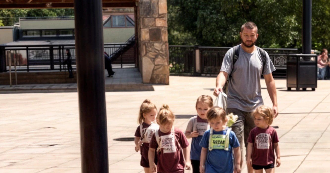 Vader krijgt kritiek omdat hij leiband gebruikt om met zijn vijf kinderen te wandelen