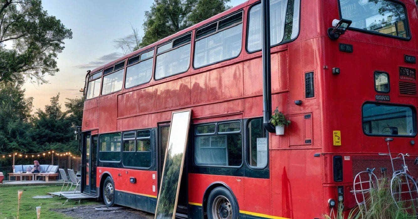 Creatief stel bouwt Londense dubbeldekkerbus om tot hypotheekvrije woning