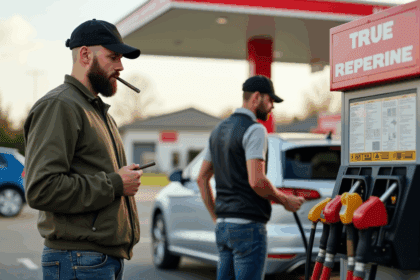 Deze schoft weigert zijn sigaret uit te doen bij het tankstation dan komt boontje om zijn loontje