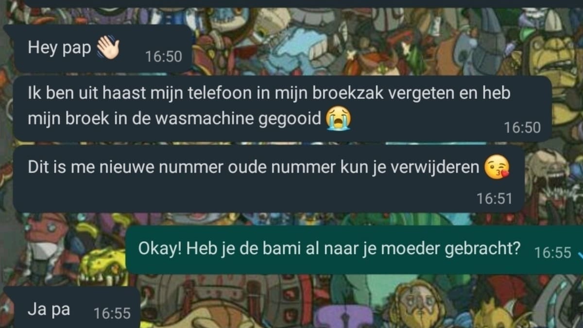 whatsapp oplichter vader bami