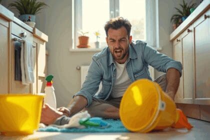 Verloofde helpt voor de eerste keer mee met huishouden en breekt meteen zijn been