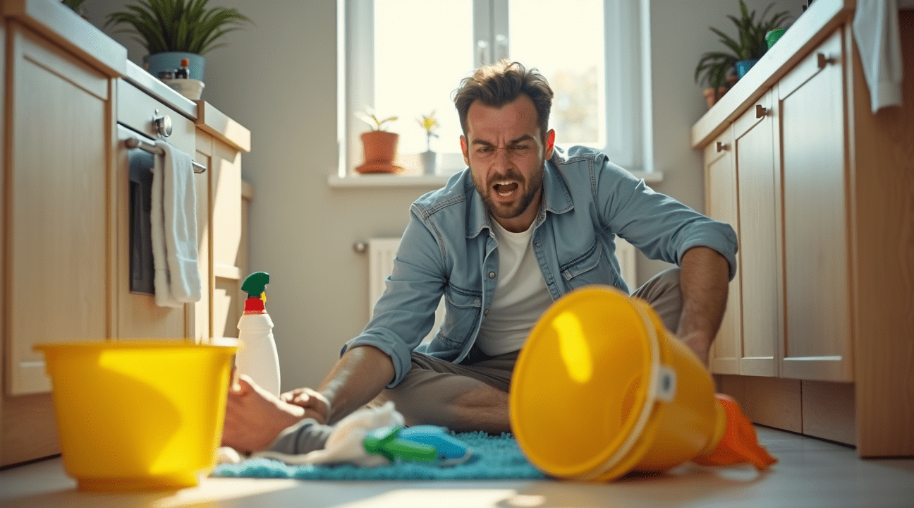 Verloofde helpt voor de eerste keer mee met huishouden en breekt meteen zijn been