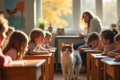 Kat die graag stiekem school binnensluipt krijgt eigen schoolfoto