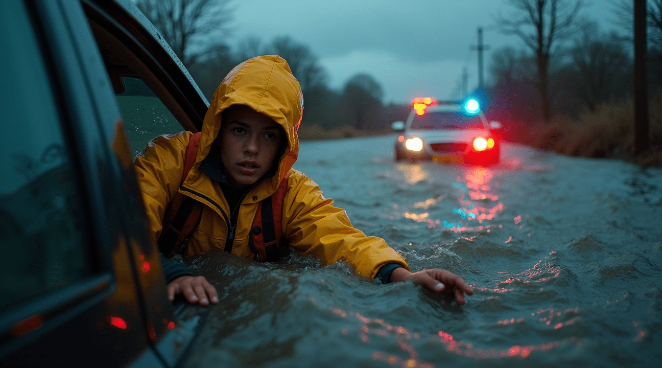 Storm Henk: held redt moeder en kind die vastzitten in zinkende auto