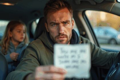 Vader woedend nadat vreemde onbeschoft briefje op zijn auto achterlaat, „Mijn kind telt niet mee?”