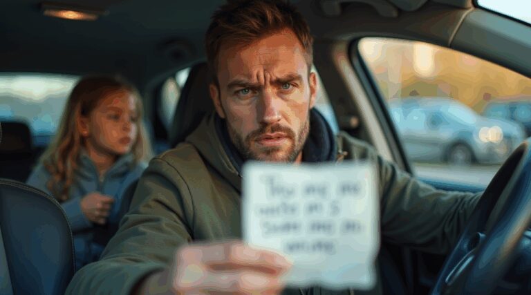 Vader woedend nadat vreemde onbeschoft briefje op zijn auto achterlaat, „Mijn kind telt niet mee?”