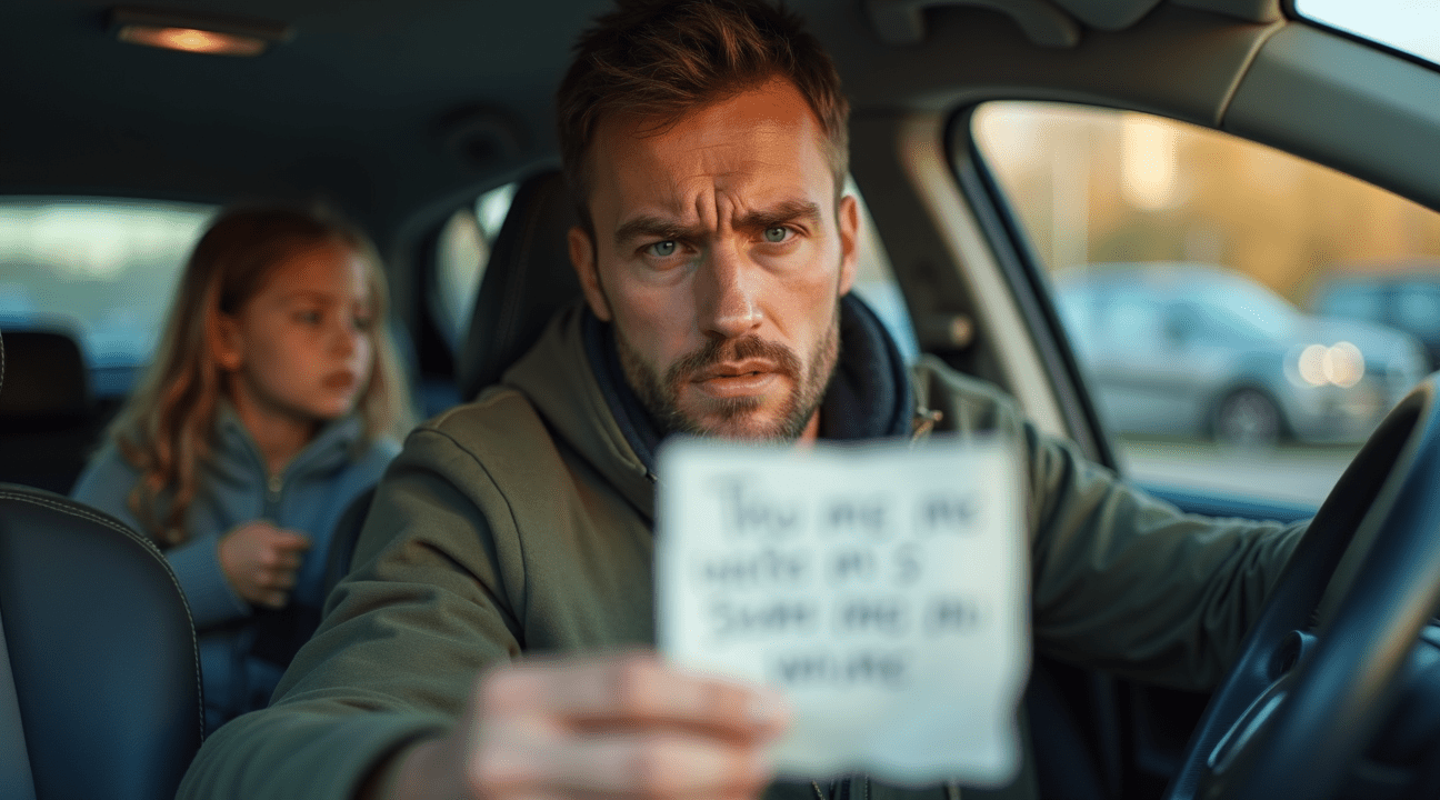 Vader woedend nadat vreemde onbeschoft briefje op zijn auto achterlaat, „Mijn kind telt niet mee?”