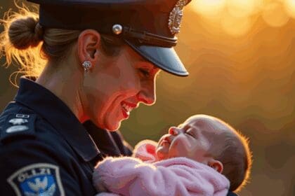 agente krijgt promotie na het geven van borstvoeding aan uitgehongerde baby na orkaanramp