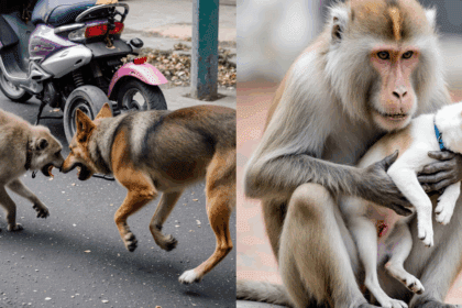 Pup werd aangevallen door zwerfhond. Wat de aap toen deed ontroert duizenden mensen over de hele wereld