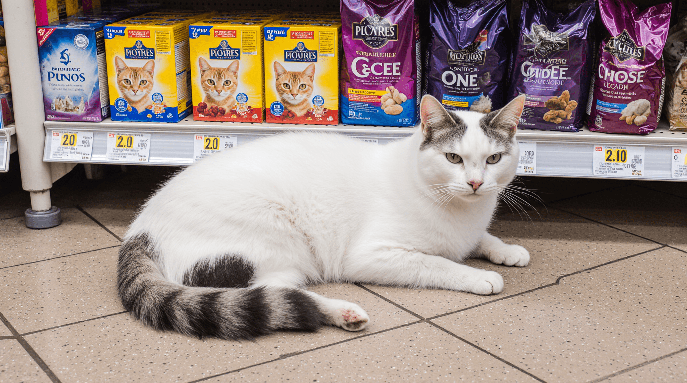 Gezinskat loopt supermarkt binnen en besluit dat hij daar werkt