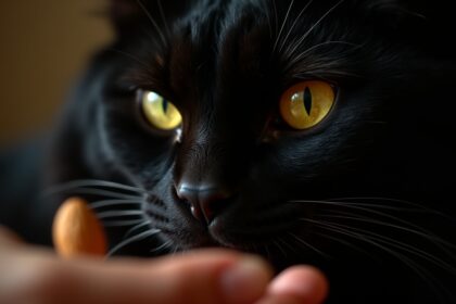 hele angstaanjagende poes is geobsedeerd met amandel