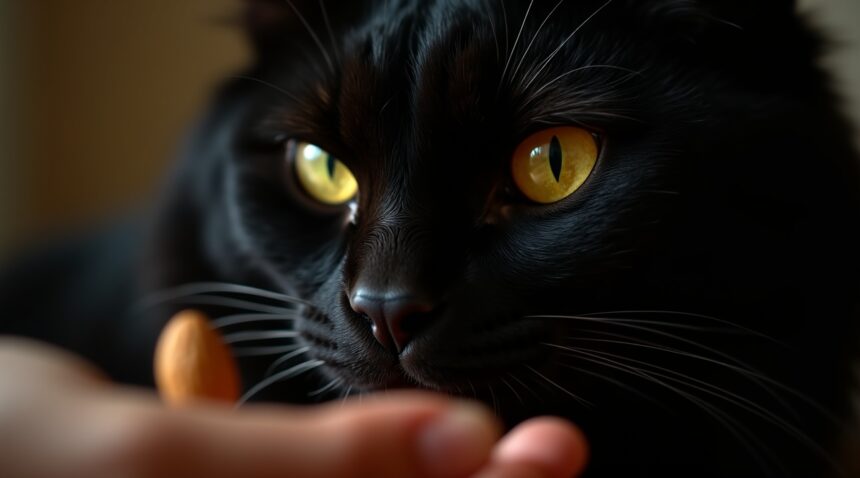 hele angstaanjagende poes is geobsedeerd met amandel