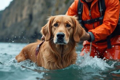 kustwacht redt golden retriever die 90 meter van klif is gevallen