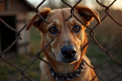 Vastgeketende hond zit drie jaar lang eenzaam en droevig in hok, totdat koppel haar langs de weg ziet