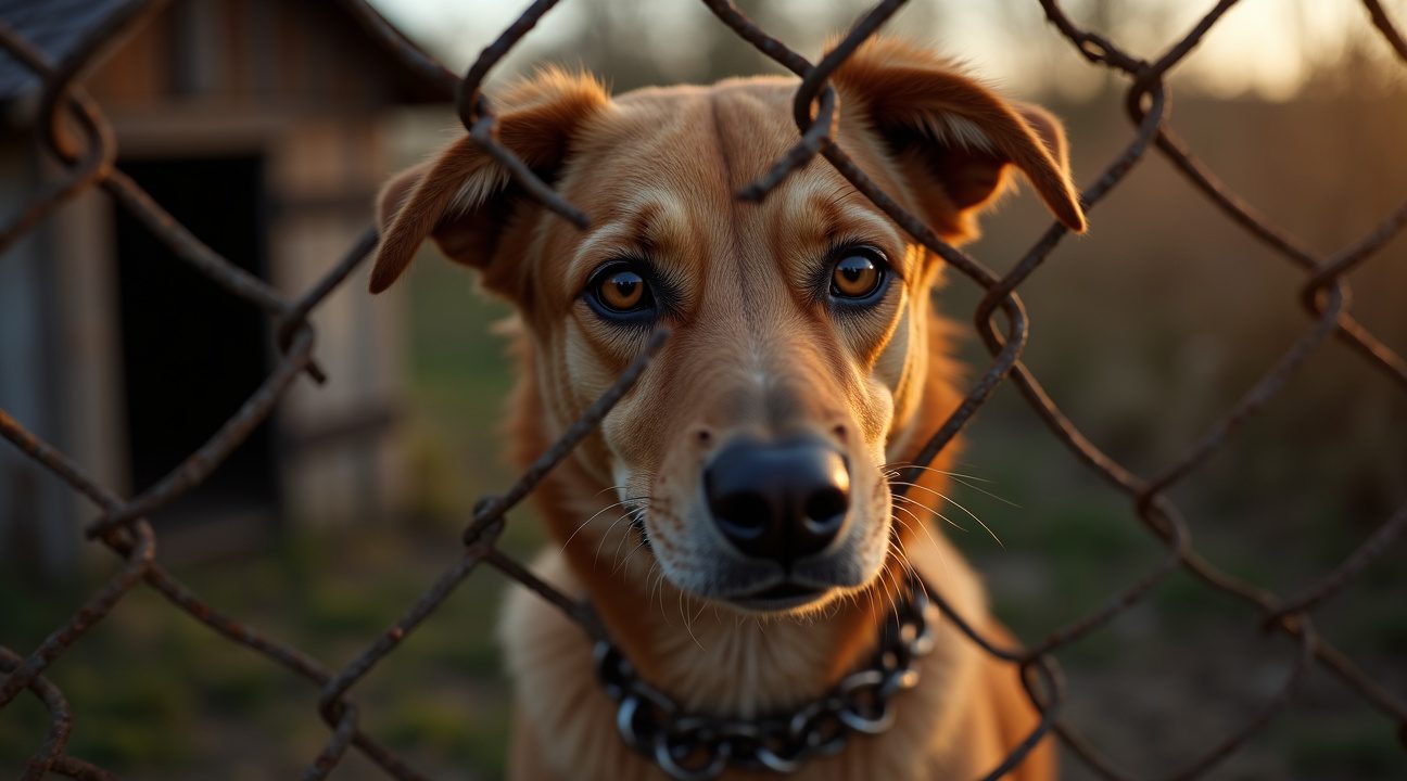 Vastgeketende hond zit drie jaar lang eenzaam en droevig in hok, totdat koppel haar langs de weg ziet