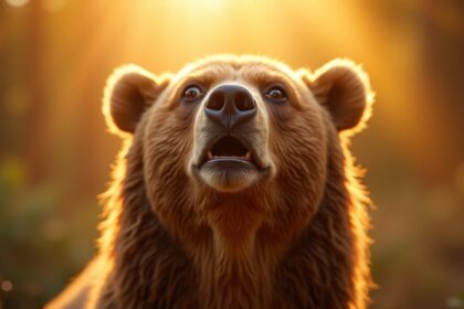 beer die haar leven in inhumane piepkleine en vieze kooi heeft doorgebracht is voor het eerst buiten