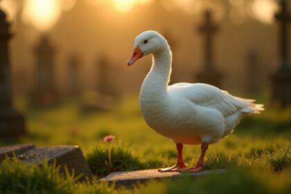 begraafplaats plaatst contactadvertentie voor eenzame gans nadat haar partner overleed