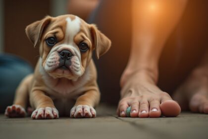 bulldog puppy redt het leven van baasje nadat hij zijn grote teen afknabbelt