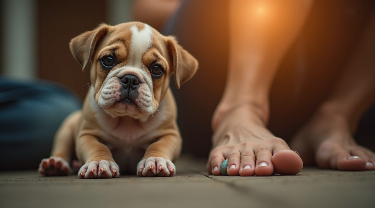 bulldog puppy redt het leven van baasje nadat hij zijn grote teen afknabbelt