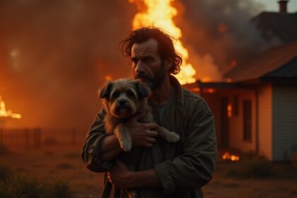 dakloze held redt gezin en huisdieren uit brandende woning