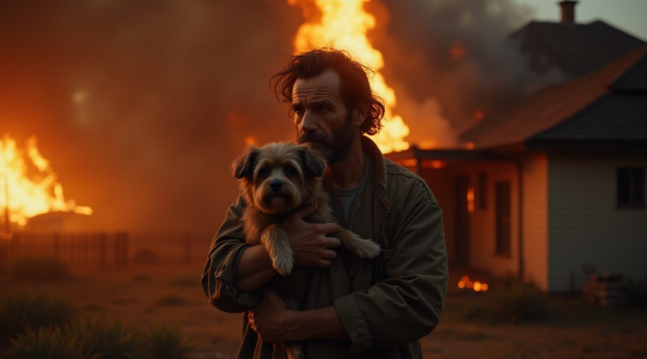 dakloze held redt gezin en huisdieren uit brandende woning