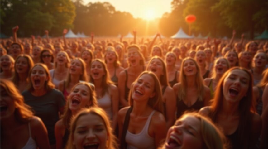 enorm park vol mensen begint spontaan bohemian rhapsody te zingen