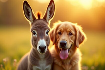 ezeltje denkt dat hij een hondje is nadat hij door moeder werd verstoten