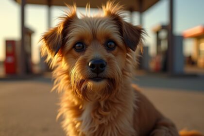 hondje leeft jarenlang bij tankstation zonder dat iemand haar aandacht schenkt