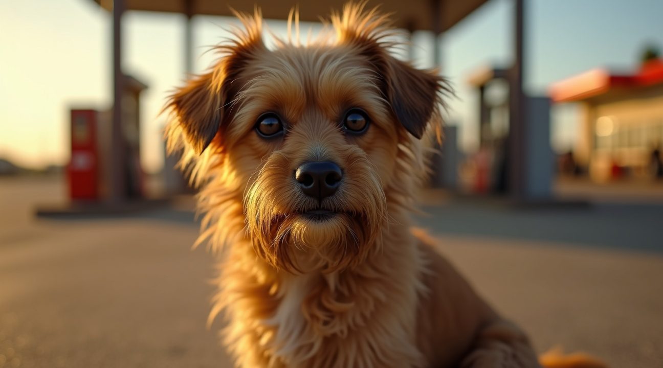 hondje leeft jarenlang bij tankstation zonder dat iemand haar aandacht schenkt