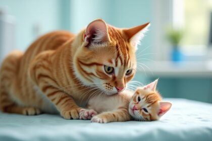 huiskat van dierenkliniek doet zijn uiterste best voor kleine patient in nood