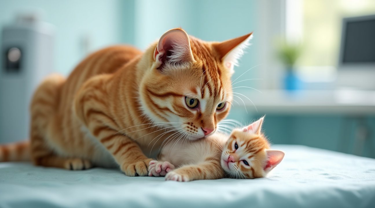 huiskat van dierenkliniek doet zijn uiterste best voor kleine patient in nood