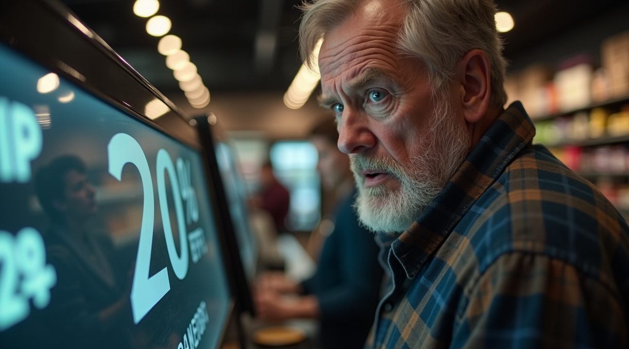 klant woedend nadat zelfscankassa een fooi van 20 procent eist