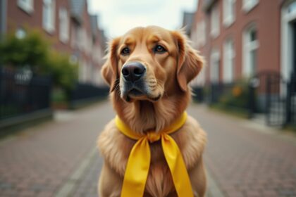 let om deze reden altijd goed op als je een hond met een gele strik aan de lijn ziet