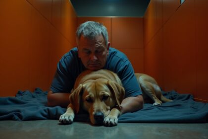 man brengt 7 lange nachten in dierenasiel door om hond te helpen die daar al 400 dagen is