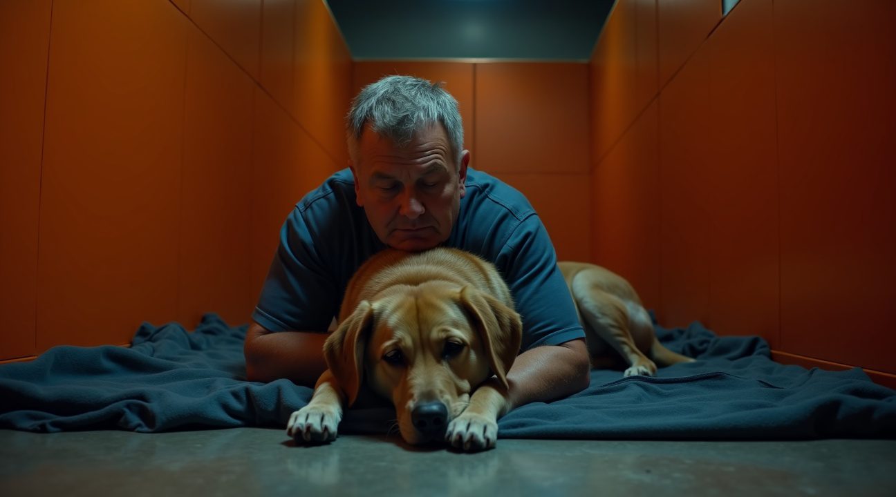 man brengt 7 lange nachten in dierenasiel door om hond te helpen die daar al 400 dagen is