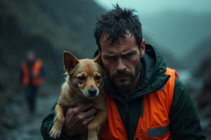 man valt in diepe kloof nadat hij zijn hond tijdens vreselijke weersomstandigheden droeg