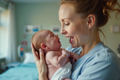 moeder bevalt van baby die meer dan 7 kilo weegt en 59 cm lang is