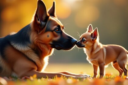 ontmoeting tussen chihuahua en duitse dog levert hilarische beelden op