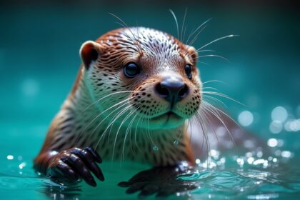 otter wordt jarenlang in kleine kooi gehouden voor het eerst raakt hij nu water aan