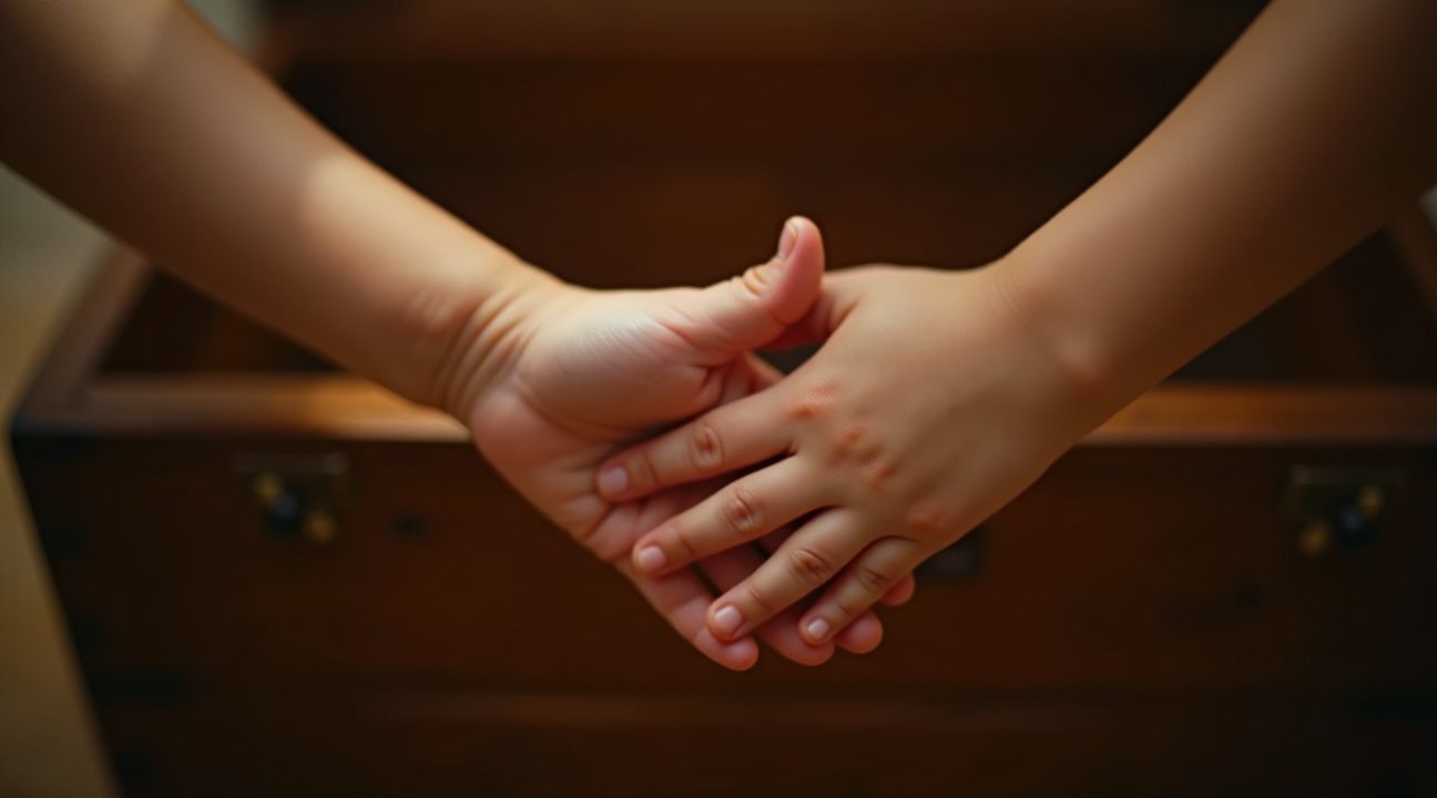 ouders delen waarschuwing nadat hun tweeling in speelgoedkist sterft met armen om elkaar heen