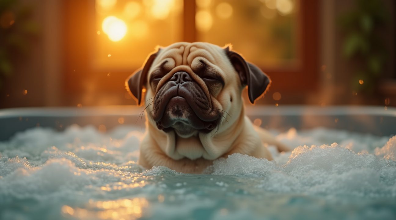 gezin krijgt jacuzzi en hond heeft onbetaalbare reactie als hij het de eerste keer probeert