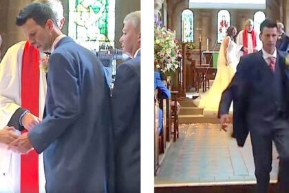 Bruidegom vergeet ringen en rent kerk uit dan laat scherm ware toedracht zien