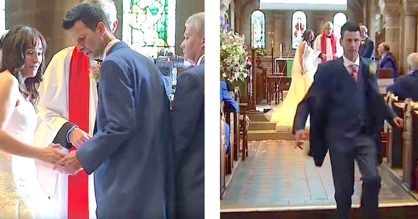 Bruidegom vergeet ringen en rent kerk uit dan laat scherm ware toedracht zien