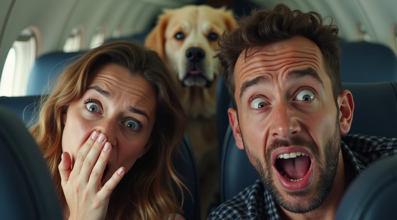 stel haalt uit naar luchtvaartmaatschappij over scheten latende hond die vlucht van 13 uur verpeste