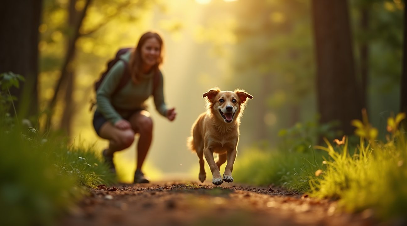 teefje rent naar vrouw in bos en smeekt om haar te volgen