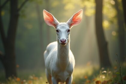 uiterst zeldzaam spook van het bos albino hert gespot