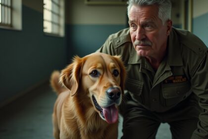 veteraan bezoekt gevangenis met hulphond dan rent hond plots naar gevangene