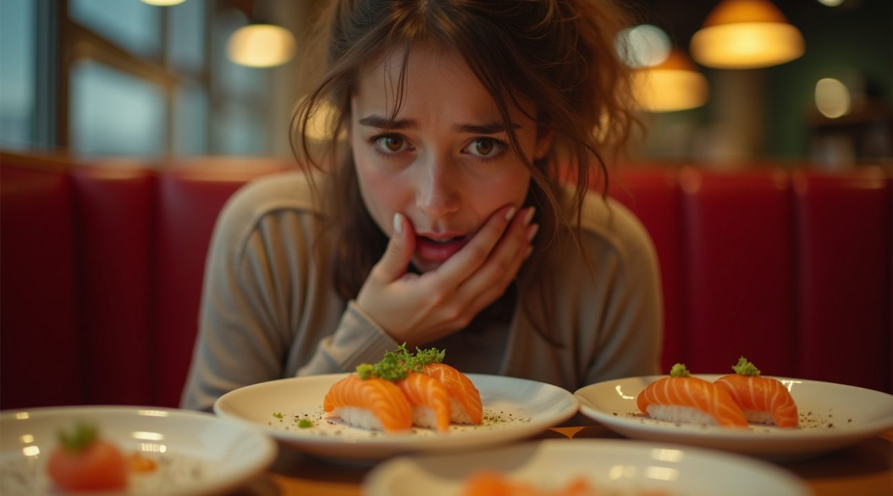 vrouw eet te veel sushi bij all you can eat restaurant en eindigt in ziekenhuis