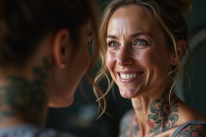 vrouw helpt mensen zelfvertrouwen te herwinnen door hun littekens te tatoeeren